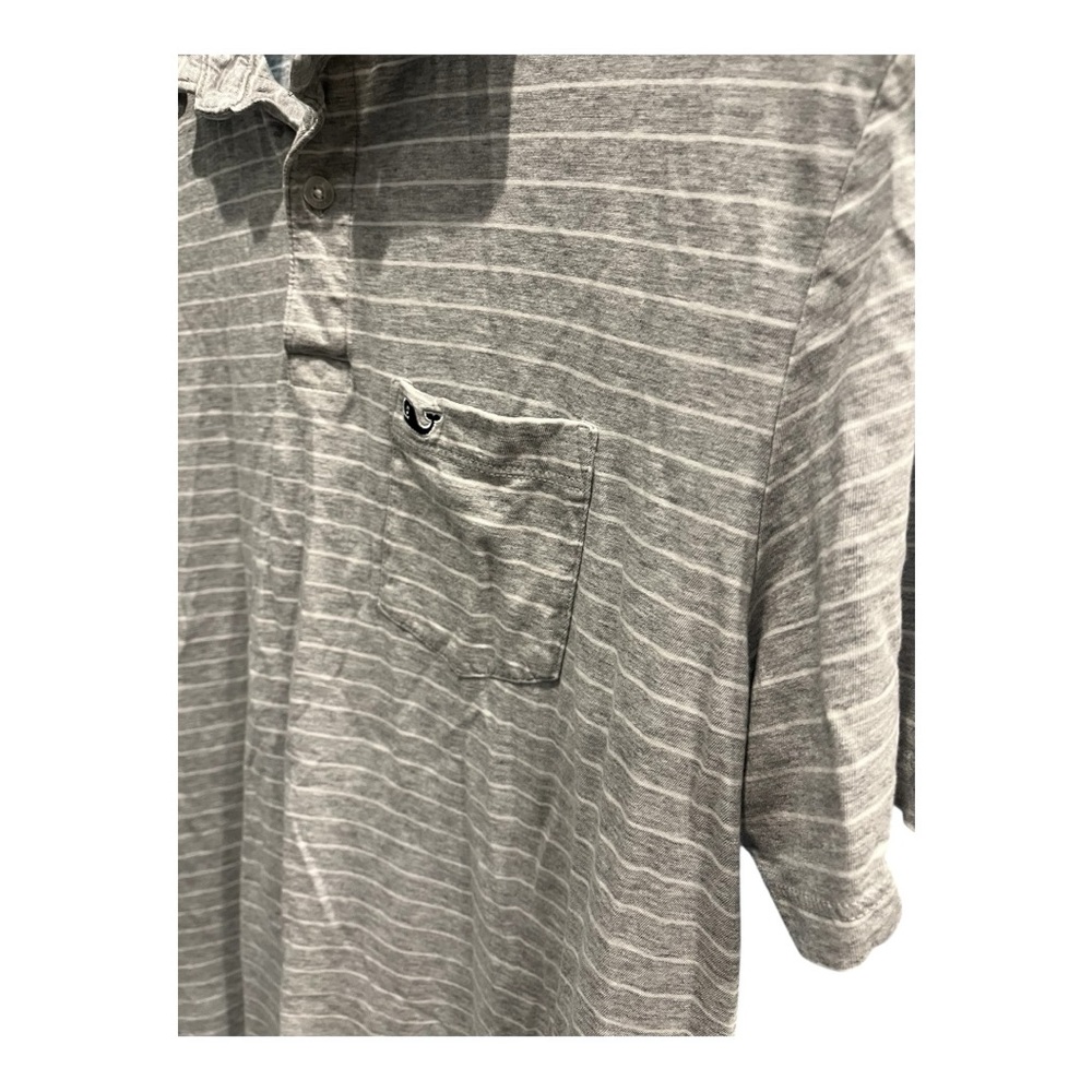 Vineyard Vines Men’s‎ Gray & White Striped Polo Shirt Size Medium - Picture 4 of 7